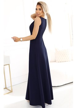Elegancka granatowa sukienka maxi z kopertowym dekoltem 634-1 MIRA, Kolor granatowy, Rozmiar L, Numoco ze sklepu Primodo w kategorii Sukienki - zdjęcie 186709051