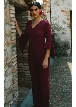 Stylove bordowy kombinezon damski z falbaną przy rękawie S416, Kolor bordowy, Rozmiar L, Stylove ze sklepu Primodo w kategorii Kombinezony damskie - zdjęcie 186709101