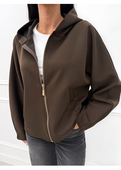 Czekoladowa Rozpinana Bluza z Kapturem ze sklepu ModnaKiecka.pl w kategorii Bluzy damskie - zdjęcie 186713440