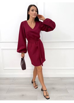 Bordowa Sukienka z Bufiastymi Rękawami ze sklepu ModnaKiecka.pl w kategorii Sukienki - zdjęcie 186713473