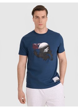 Męski t-shirt z nadrukiem 4F 4FRAW25TTSHM3235 - turkusowy ze sklepu Sportstylestory.com w kategorii T-shirty męskie - zdjęcie 186715233