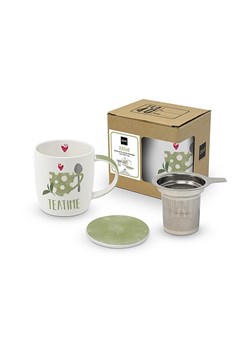 ppd Kubek &quot;Tea time&quot; w kolorze biało-zielonym do herbaty - 350 ml ze sklepu Limango Polska w kategorii Dzbanki i zaparzacze - zdjęcie 186716243