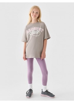 Dziewczęce legginsy dzianinowe 4F 4FJRAW24TTIGF239 - fioletowe ze sklepu Sportstylestory.com w kategorii Spodnie dziewczęce - zdjęcie 186725544