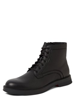 HUGO Skórzane buty - Lenner Mężczyźni skóra czarny wypukły wzór tkaniny ze sklepu vangraaf w kategorii Buty zimowe męskie - zdjęcie 186733474