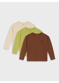 Sinsay - Koszulki z długimi rękawami 3 pack - beżowy ze sklepu Sinsay w kategorii T-shirty chłopięce - zdjęcie 186735672