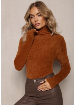 Brązowy Dopasowany Golf z Wełną i Ściągaczami Pacienche ze sklepu renee.pl w kategorii Swetry damskie - zdjęcie 186735711