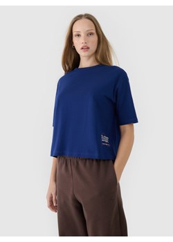 Damski t-shirt oversize z nadrukiem 4F 4FWSS25TTSHF1971 - granatowy ze sklepu Sportstylestory.com w kategorii Bluzki damskie - zdjęcie 186737842