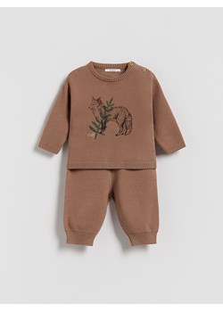 Reserved - Dzianinowy komplet z wiskozą - brązowy ze sklepu Reserved w kategorii Komplety niemowlęce - zdjęcie 186739221