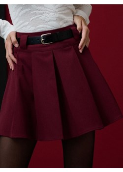 Sinsay - Rozkloszowana spódnica mini z paskiem - bordowy - id: 173FJ-83X - marki Sinsay - 186743994 Sinsay - Rozkloszowana spódnica mini z paskiem - bordowy ze sklepu Sinsay w kategorii Spódnice - zdjęcie 186743994