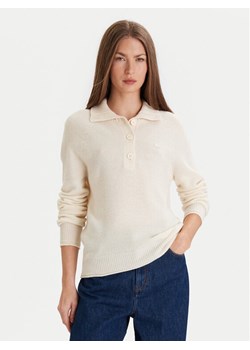 Lacoste Sweter AF4010 Écru Regular Fit ze sklepu MODIVO w kategorii Swetry damskie - zdjęcie 186746481