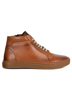 Buty Męskie sneakersy skórzane 532KNT wysokie obuwie przejściowe brązowe ze sklepu butyolivier w kategorii Buty zimowe męskie - zdjęcie 186748642