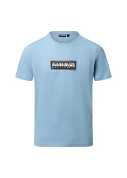 Napapijri Koszulka męska - Box Logo Mężczyźni Bawełna jasnoniebieski nadruk ze sklepu vangraaf w kategorii Bluzki damskie - zdjęcie 186753374