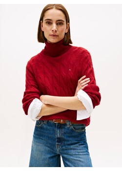 Tommy Hilfiger Wełniany sweter damski Kobiety Wełna czerwony jednolity ze sklepu vangraaf w kategorii Swetry damskie - zdjęcie 186753391