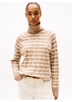 Tommy Hilfiger Wełniany sweter damski Kobiety Wełna piaskowy w paski ze sklepu vangraaf w kategorii Swetry damskie - zdjęcie 186753392