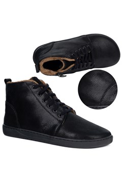 Damskie buty barefoot zimowe skórzane ZB04 ocieplane obuwie minimalistyczne czarne fala ze sklepu butyolivier w kategorii Botki - zdjęcie 186756344