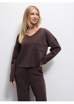 Mohito - Czekoladowa bluza z dodatkiem modalu - ciemnobrązowy ze sklepu Mohito w kategorii Bluzy damskie - zdjęcie 186758560