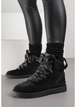 Czarne Sneakersy z Ozdobnymi Sznurówkami Eveslia ze sklepu born2be.pl w kategorii Buty sportowe damskie - zdjęcie 186763683