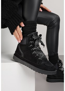 Czarne Sneakersy Ozdobione Sznurówkami w Geometryczny Wzór Avoslia ze sklepu renee.pl w kategorii Buty sportowe damskie - zdjęcie 186764122