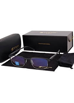 Męskie okulary +3.50 do czytania i komputera Blue Light+Antyrefleks STL281A czarny/grafitowy ze sklepu Stylion w kategorii Okulary korekcyjne męskie - zdjęcie 186766681