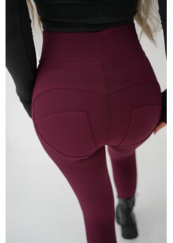 legginsy prążek push up mielczarkowski polski produkt  - bordo ze sklepu STYLOWO w kategorii Spodnie damskie - zdjęcie 186767060