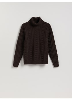 Reserved - Sweter z wełną - ciemnobrązowy ze sklepu Reserved w kategorii Swetry męskie - zdjęcie 186775353