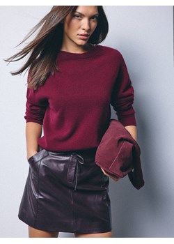 Mohito - Wełniany burgundowy sweter - burgundowy - id: 681CY-83X - marki Mohito - 186775574 Mohito - Wełniany burgundowy sweter - burgundowy ze sklepu Mohito w kategorii Swetry damskie - zdjęcie 186775574