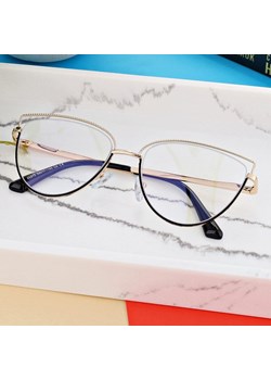 Damskie okulary kocie zerówki do komputera BLUE LIGHT 25111 Złoty/Czarny ze sklepu Stylion w kategorii Okulary zerówki damskie - zdjęcie 186776022