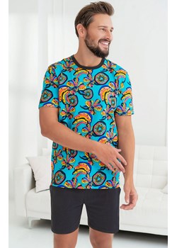 Piżama męska kr.kr. Zanzi, Kolor grafitowo-turkusowy, Rozmiar XL, Italian Fashion - id: 158322 - marki Italian Fashion - 186776753 Piżama męska kr.kr. Zanzi, Kolor grafitowo-turkusowy, Rozmiar XL, Italian Fashion ze sklepu Primodo w kategorii Piżamy męskie - zdjęcie 186776753