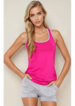 Krótka piżama damska z wiskozy Aklina, Kolor różowo-szary, Rozmiar XS, DKaren ze sklepu Intymna w kategorii Piżamy damskie - zdjęcie 186776914