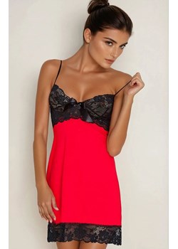 Czerwona koszulka nocna na ramiączkach Róża, Kolor czerwono-czarny, Rozmiar S, DKaren - id: 64433 - marki DKAREN - 186777003 Czerwona koszulka nocna na ramiączkach Róża, Kolor czerwono-czarny, Rozmiar S, DKaren ze sklepu Intymna w kategorii Bielizna nocna - zdjęcie 186777003