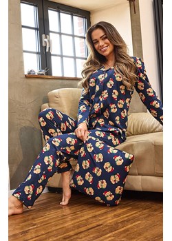 Świąteczna piżama damska rozpinana Teddy 5 482/459, Kolor granatowo-beżowy, Rozmiar 2XL, Cornette ze sklepu Intymna w kategorii Piżamy damskie - zdjęcie 186777043