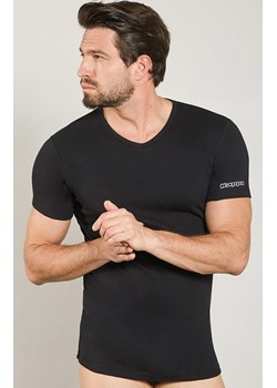 Kappa męski t-shirt z grubszej bawełny krótki rękaw czarny K1316, Kolor czarny, Rozmiar S, Kappa ze sklepu Intymna w kategorii Podkoszulki męskie - zdjęcie 186777192