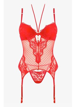 Koronkowy zestaw bielizny damskiej czerwony gorset ze stringami Bondage 2628, Kolor czerwony, Rozmiar 70B/S, Lormar ze sklepu Intymna w kategorii Komplety bielizny damskiej - zdjęcie 186777214