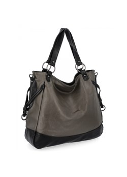 Uniwersalna Torebka Damska XL firmy Hernan HB982 Szara/Czarna ze sklepu PaniTorbalska w kategorii Torby Shopper bag - zdjęcie 186778231