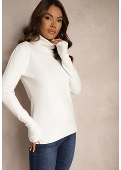 Biały Golf Sweter o Dopasowanym Kroju z Kaszmirem Zairith ze sklepu renee.pl w kategorii Swetry damskie - zdjęcie 186779560