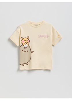 Reserved - T-shirt Pusheen - beżowy ze sklepu Reserved w kategorii Bluzki dziewczęce - zdjęcie 186779702