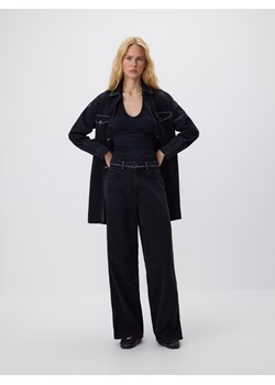 Reserved - Jeansy wide leg z aplikacjami - czarny ze sklepu Reserved w kategorii Jeansy damskie - zdjęcie 186783422