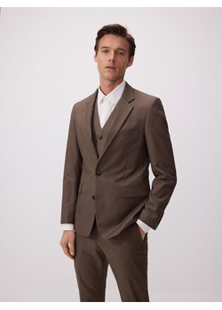 Reserved - Marynarka slim fit z wełną - brązowy ze sklepu Reserved w kategorii Marynarki męskie - zdjęcie 186787883