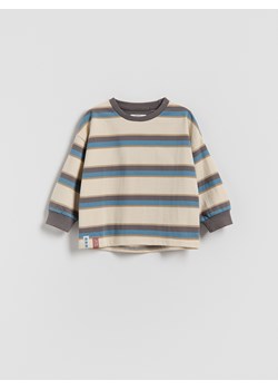 Reserved - Bawełniany longsleeve w paski - złamana biel ze sklepu Reserved w kategorii T-shirty chłopięce - zdjęcie 186797440