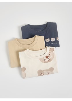 Reserved - Bawełniany longsleeve 3 pack - złamana biel - id: 108FI-01X - marki Reserved - 186797470 Reserved - Bawełniany longsleeve 3 pack - złamana biel ze sklepu Reserved w kategorii T-shirty chłopięce - zdjęcie 186797470