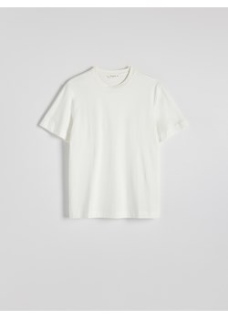 Reserved - T-shirt regular z merceryzowanej bawełny - złamana biel ze sklepu Reserved w kategorii T-shirty męskie - zdjęcie 186798002