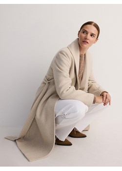 Reserved - Płaszcz z domieszką wełny - beżowy ze sklepu Reserved w kategorii Płaszcze damskie - zdjęcie 186800790