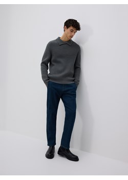 Reserved - Sweter polo z dodatkiem wełny - szary ze sklepu Reserved w kategorii Swetry męskie - zdjęcie 186800810