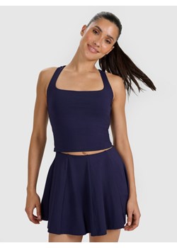 Damski crop top tenisowy 4F 4FRAW25TFSLF091 - granatowy ze sklepu Sportstylestory.com w kategorii Bluzki damskie - zdjęcie 186801341
