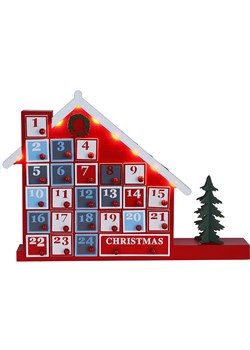 STAR Trading Kalendarz adwentowy LED &quot;Yuletide&quot; w kolorze czerwonym ze wzorem - 44 x 32 cm ze sklepu Limango Polska w kategorii Dekoracje bożonarodzeniowe - zdjęcie 186802703