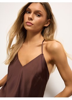 Mohito - Czekoladowy top od piżamy - ciemnobrązowy - id: 989GK-89X - marki Mohito - 186802843 Mohito - Czekoladowy top od piżamy - ciemnobrązowy ze sklepu Mohito w kategorii Piżamy damskie - zdjęcie 186802843
