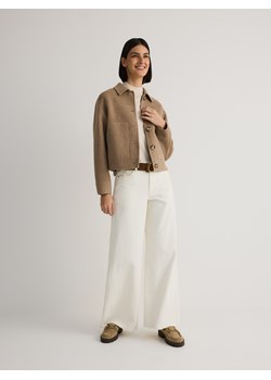 Reserved - Flauszowa kurtka z wełną - beżowy ze sklepu Reserved w kategorii Kurtki damskie - zdjęcie 186804894