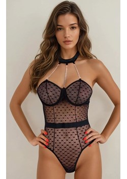 Czarne w serduszka z chokerem Rocca body Black, Kolor czarny, Rozmiar S, LivCo Corsetti Fashion ze sklepu Intymna w kategorii Body damskie - zdjęcie 186813702