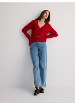 Reserved - Kardigan z ozdobnymi guzikami - czerwony ze sklepu Reserved w kategorii Swetry damskie - zdjęcie 186816554