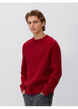 Reserved - Sweter z warkoczowym splotem - czerwony ze sklepu Reserved w kategorii Swetry męskie - zdjęcie 186816704